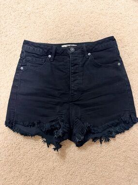 We The Free Black Distressed Denim Shorts